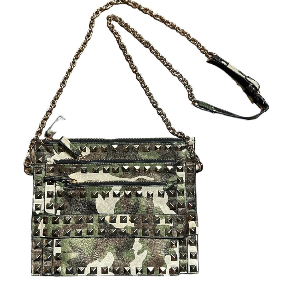 Inzi Camo Studded Crossbody Bag